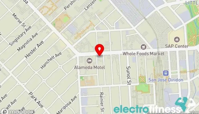 map of Pacific Spin & Strength Fitness center, Boxing gym, Indoor cycling, Pilates studio, Weightlifting area in San Jose