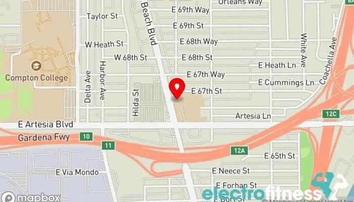 map of PAINFUL PLEASURE FITNESS Gym in Long Beach