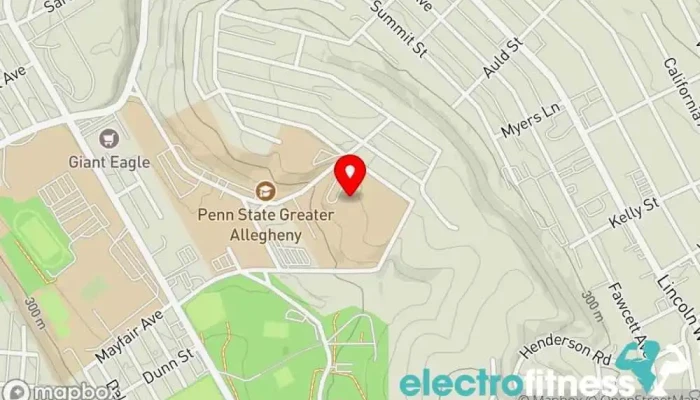 map of Penn State Greater Allegheny Wunderley Gymnasium Gym in McKeesport