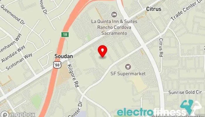 map of PickUp USA Fitness Rancho Cordova Gym in Rancho Cordova