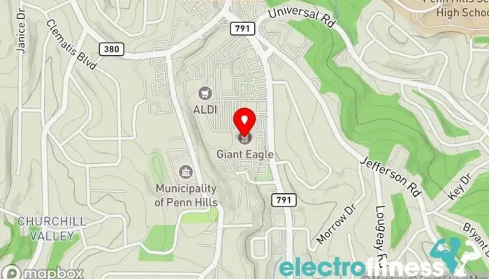 map of Planet Fitness Gym, Fitness center, Spa, Tanning salon in Pittsburgh