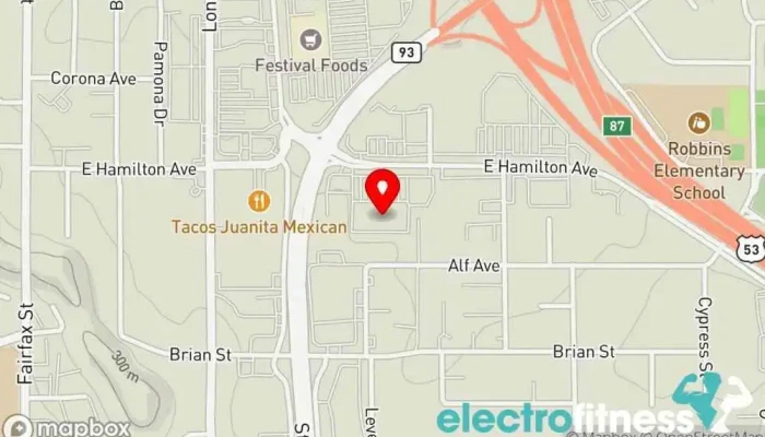 map of Planet Fitness Gym, Fitness center, Spa, Tanning salon in Eau Claire