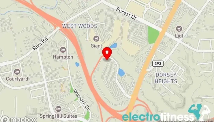 map of Pure Barre Physical fitness program, Fitness center, Gym in Annapolis