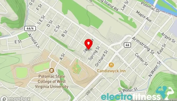 map of PWR Fitness Fitness center in Keyser