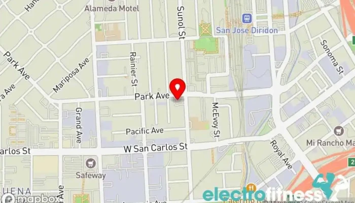 map of Rumble City Boxing Boxing gym, Event venue, Kickboxing school, Personal trainer, Weight loss service, Weightlifting area, Youth club in San Jose