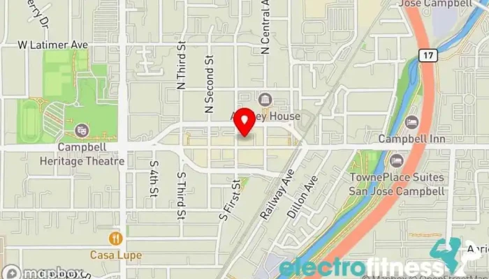 map of RU/SH Fitness Gym, Indoor cycling, Personal trainer, Pilates studio, Yoga studio in Campbell