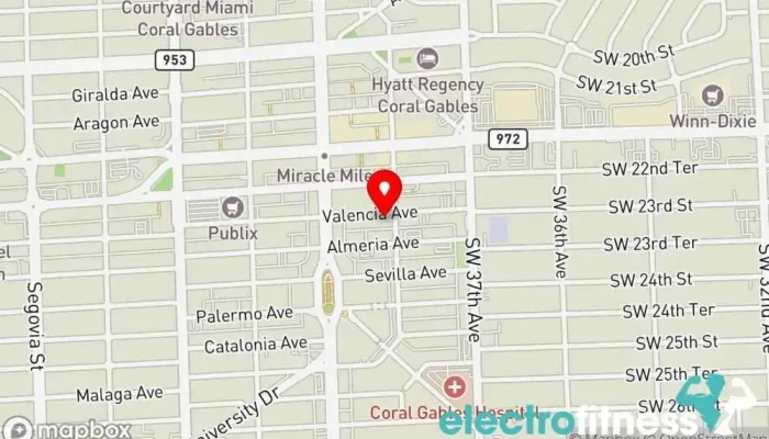 map of RZone Fitness Coral Gables Gym, Fitness center in Coral Gables