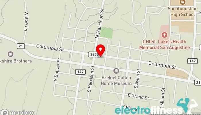 map of San Augustine Body Shop LLC Fitness center, Physical fitness program in San Augustine