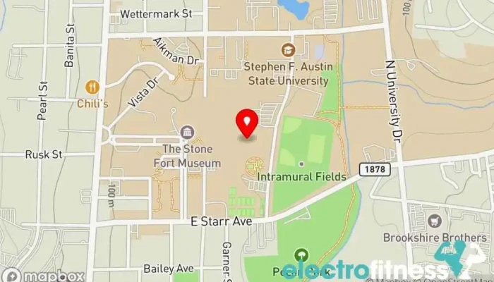 map of SFA Campus Recreation Recreation center, Rock climbing gym, Swimming pool in Nacogdoches