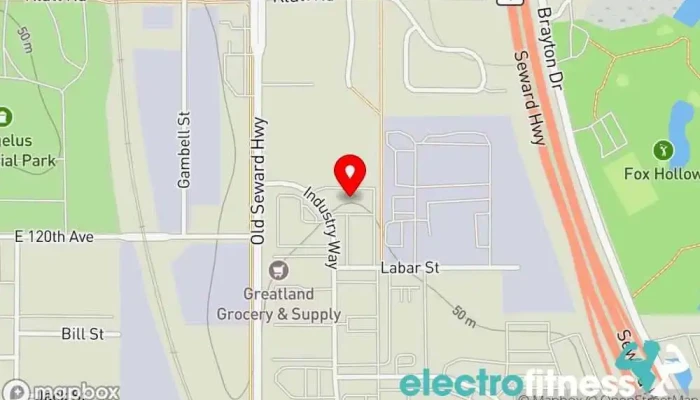 map of Southside Strength and Fitness Gym, Clothing supplier, Fitness center, Physical fitness program, Sporting goods store, Vitamin & supplements store in Anchorage
