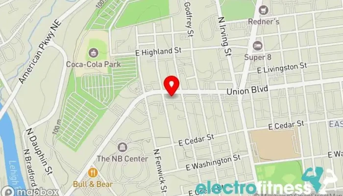 map of St. Luke's Fitness & Sports Performance Center - Union Boulevard Physical fitness program in Allentown