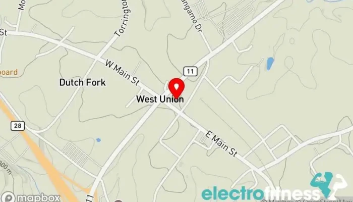 map of Total Fitness of West Union Gym, Athletic track, Boxing gym, Fitness center, Massage therapist, Personal trainer, Sauna club, Turf supplier, Weightlifting area, Yoga studio in West Union