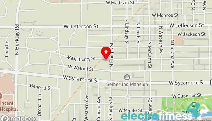 map of Workhorse Gym Personal trainer, Fitness center, Gym, Physical fitness program, Weight loss service, Weightlifting area in Kokomo