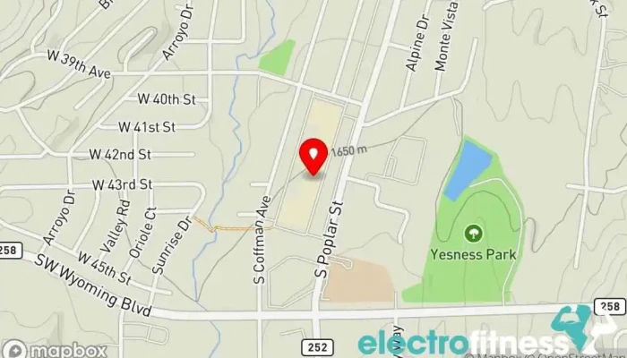 map of Wyo Fitness Physical fitness program, Exercise equipment store, Weight loss service in Casper