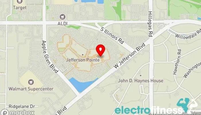 map of YogaSix Jefferson Pointe Yoga studio in Fort Wayne
